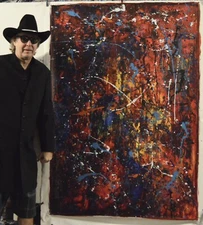 64”X44” Pollock/ Richter style canvas ￼painting Acrylic,Abstract, Modern,X Large