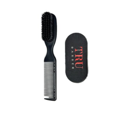 TRU BARBER Fading Brush with Hair Grippers Bundle, Fade Brush Professional BLACK