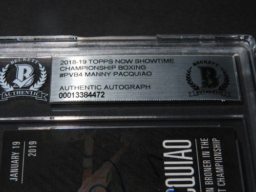 Manny Pacquiao Signed 2018-19 Topps Now Showtime Card Auto Beckett BAS COA 1A - Picture 6 of 8