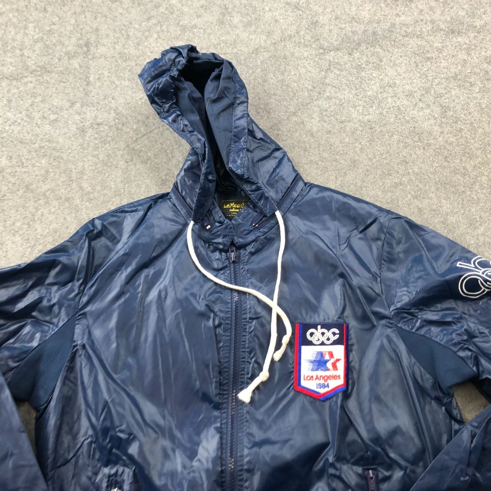 Vintage Olympics Jacket Mens Small Blue 1984 Windbreaker Embroidered Logo ABC - Image 4 of 4