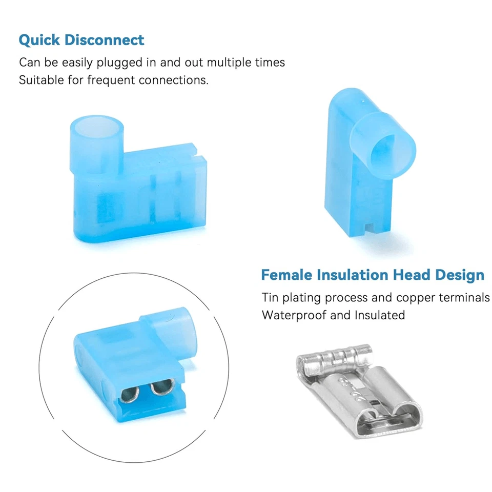 50-300pcs 90 Degree Flag Spade Terminals Female Insulated Disconnect Connectors - Image 4 of 4