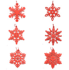 6Pc/Set Snowflakes Christmas Wooden Pendant Ornament Xmas Tree Party Home Decor