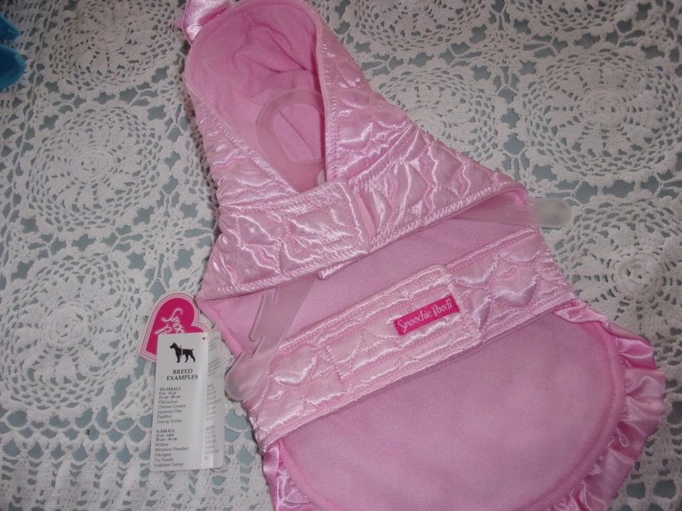 Jaqueta com capuz rosa acolchoada CORAÇÃO cachorro P pequena Smoochie Pooch nova - Imagem 2 de 3