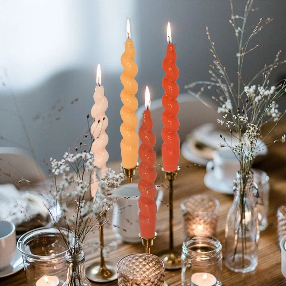 8 x Velas Cónicas Espirales Blancas para Fiesta Sin Perfume Boda Vela Iglesia Foto 2 de 4