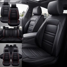 Universal Luxury PU Leather Front +Rear Car Seat Covers 5-Seats Cushion Full Set