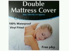 Double Fitted Mattress Cover Waterproof Protector Sheet VINYL Bed Wetting White