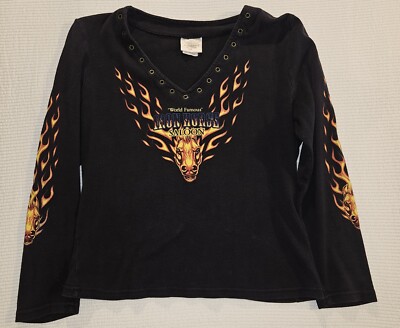 Iron Horse Saloon By Southern Steel Women s 2XL Biker Motorcycle Flames Shirt 