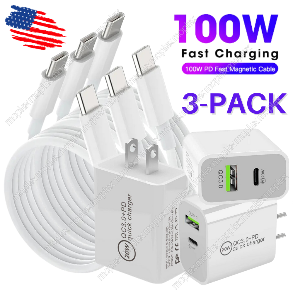 USB C to USB C Cable 100W PD Fast Charging Cord Type-C 20W Charger