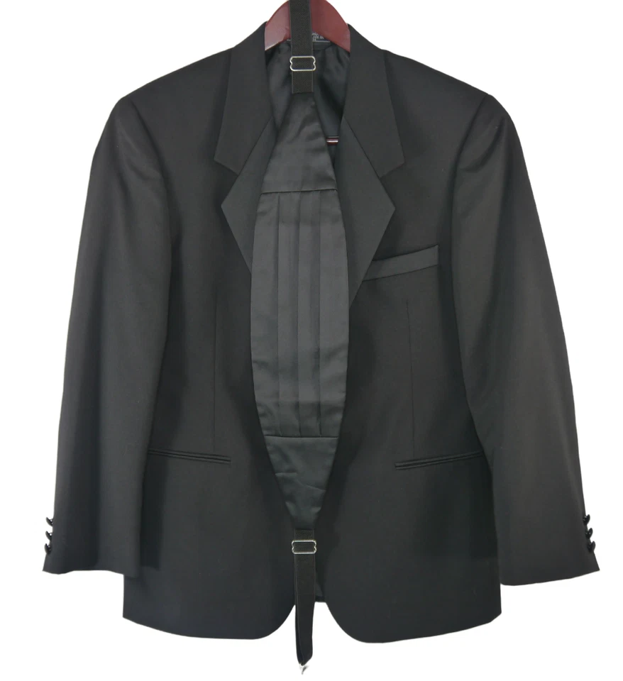Chaqueta Blazer Hardy Amies Para Hombre Negra Formal Un Botón + Faja 40-42R Foto 4 de 4