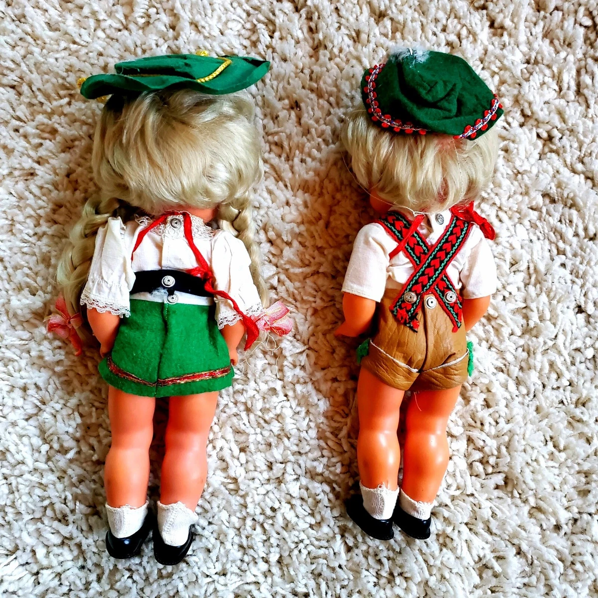 Vintage Hans Volk German Dolls Boy Girl w outfit 1950s 12