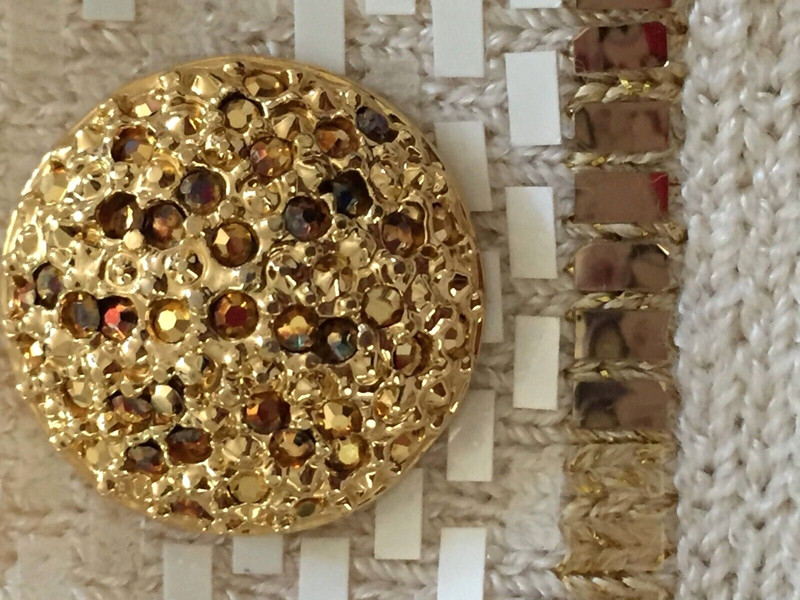 St John Knits Gilded 24k Gold 3/4" Dome Replacement Buttons W/ Austrian Crystals