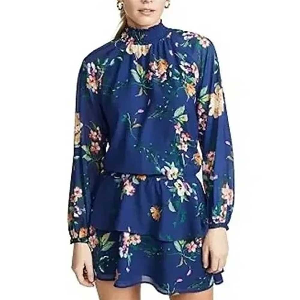 yumi kim silk mini dress Yumi Kim Silk V-neck Black Floral Short Dress Size S W/ Pockets! Worn once!