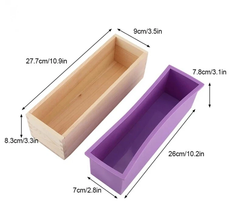 4 Set Soap Loaf Mould Wooden Silicone Mold DIY Soap Cake Making Wooden Box Tool - image 3 of 4
