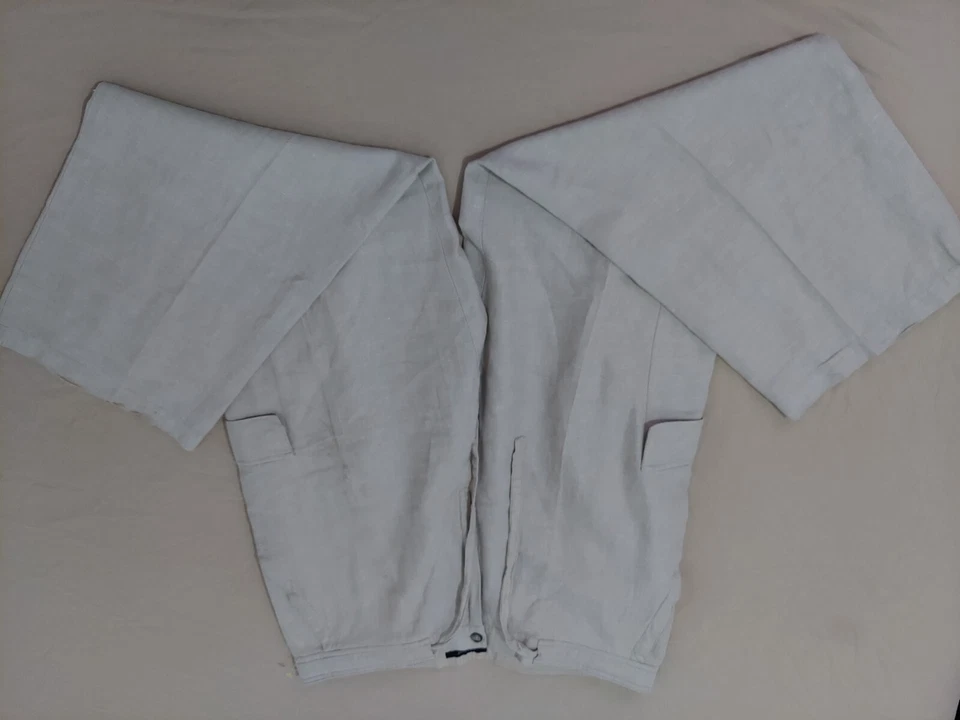 Pantalones de vestir para hombre Liz Claiborne de lino 36x30 L grandes caqui holgados chinos cargo Foto 3 de 4