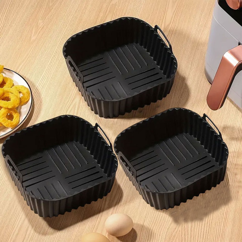 UK Air Fryer Silicone Basket Pot Bowl Baking Oven Reusable Tray Non