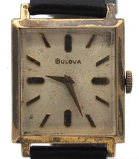 Vintage Bulova Watch 10K Rold Gold Case. New Strap. Runs
