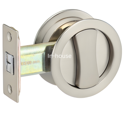 Ferarro Cavity Sliding Door Lock – Privacy Function – Round Brushed Chrome – Modern