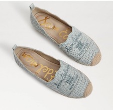 Sam Edelman Karla Washed Sage Pointed Cap Toe SLip On Espadrille Loafers Shoes