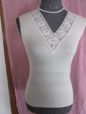 Medima  Angora Unterhemd Spenzer mit Spitze 38 - 40 perlweiß Neu vintage