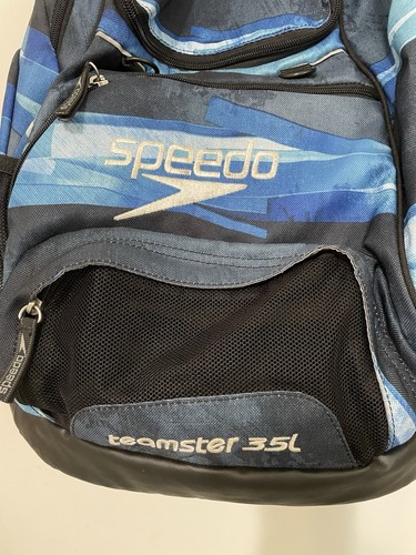 Speedo Teamster 35L Swim Laptop Backpack Blue Black Water Resistant Bottom - Picture 2 of 16