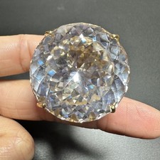 Antique Style 30mm White Crystal Diamond Adjustable Hollow Band Ring Jewelry