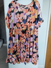ROMAN Size 18 Multicoloured Floral Tiered Fit n Flare Knee-length  DRESS.