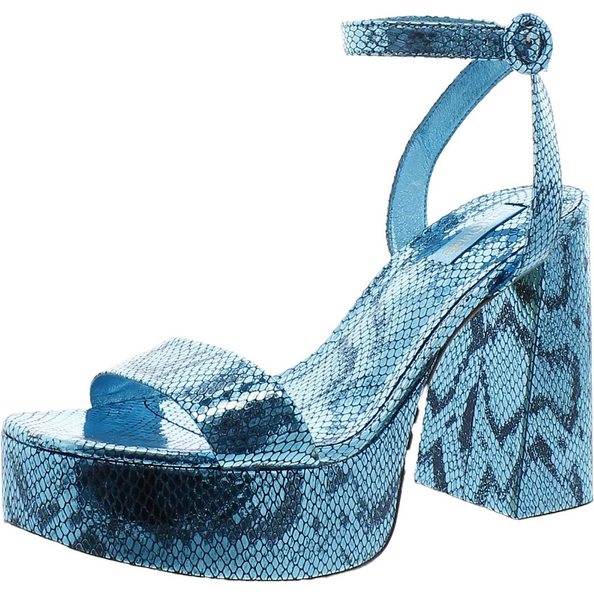 Женские синие босоножки на платформе со змеиным принтом Larroude 9 Medium BM BHFO 9839 16690₽