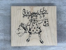 Christmas Shopping MOOSE Large 5” Rubber Stamp Peddler’s Pack USA Made