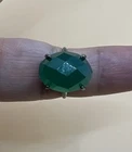 Vintage 925 Sterling Silver Oval Green Stone Ring / Size 5.5