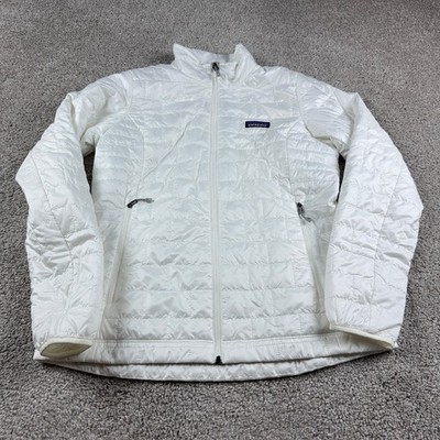 Patagonia Jacket Womens Medium White Nano Puff Quilted Ripstop Packable Hiking