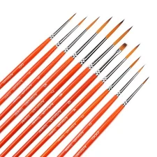  Small Enamel Paint Brushes Set - 11 Pieces Detail Painting K