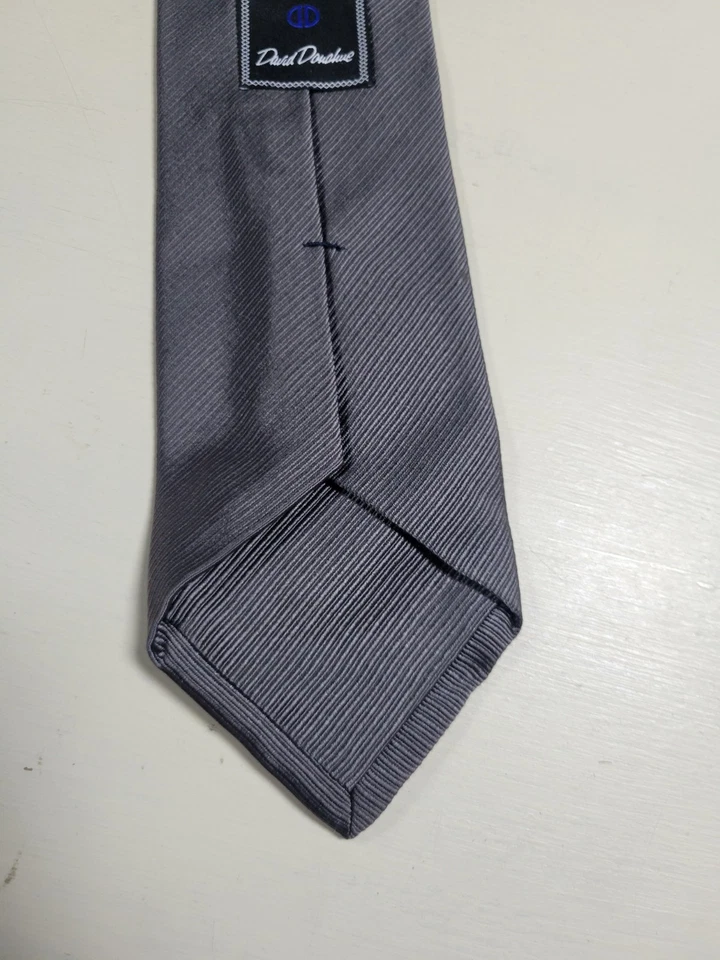 Corbata para hombre DAVID DONAHUE diseñador EE. UU. RAYAS gris 100 % seda italiana Foto 2 de 4