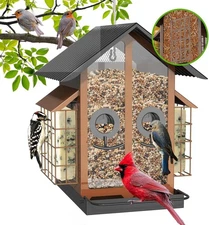 Bird Feeders for Outdoors, Metal Bird Feeder with Double Suet Cage Weatherproof