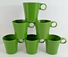 6 DEKA Plastics USA 8 oz. Green Coffee Mugs Cups w/Handles Set of 6