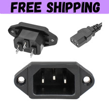 3 Pack Screw Mount 3 Pins Inlet Power Plug Socket IEC320 C14 AC 250V 10A