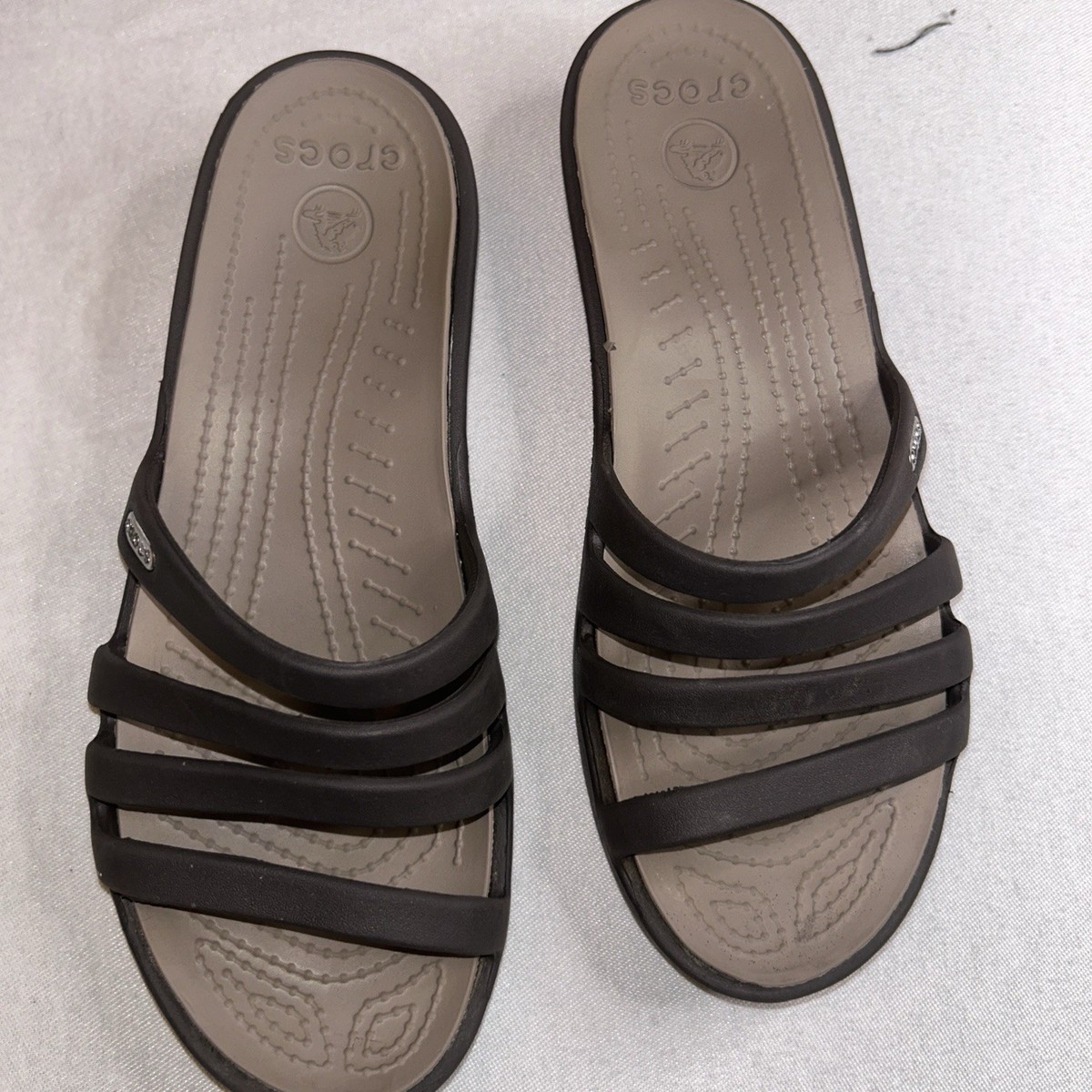 Crocs Rhonda Low Wedge 4 Strap Sandal Brown Women’s Size 7 View 3