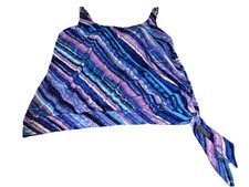 SWIMSUITS FOR ALL Blue Purple Swim Tankini Womens Plus Sz 22 Bathing Shelf Bra