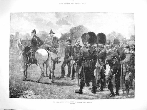 Original Old Antique Print 1881 Royal Review Volunteers Siers Windsor Park 0