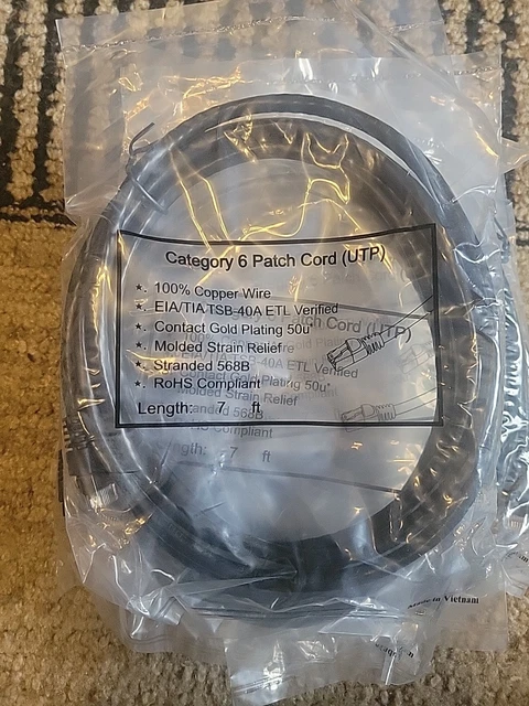 7ft Cat6 Câble de démarrage, noir