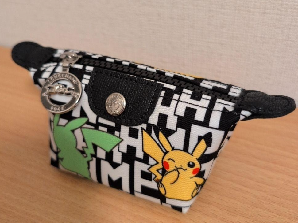 Longchamp x Pokemon Pikachu Le Pliage Coin Purse Pouch LGP Black