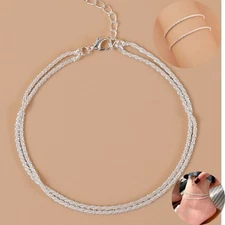 925 Sterling Silver Anklet Chain Ankle Bracelets Link Stackable Fashion Jewelry