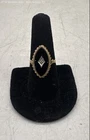 Yellow Gold Black Onyx/Diamond Accent Ring Size 9//Tests 13.42K - 3.3g
