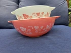 Vintage Pyrex Pink Gooseberry 444 443  Cinderella Mixing Bowls