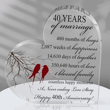 40 Years of Marriage Gift Wedding Anniversary Heart Keepsake for Husband Wife