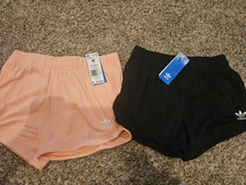 2 pair Girls youth Medium Adidas ribbed shorts pink and black , NWT,