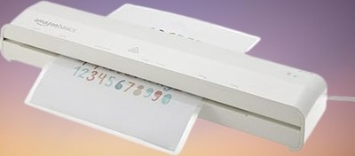 Amazon Basics 12'' Laminator   1 Min Warm-Up, 20 Pouches Included, White