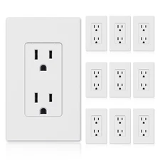 Matte White Standard Decorator Electrical Wall Receptacle Outlet, 15A 125V, 2 Po