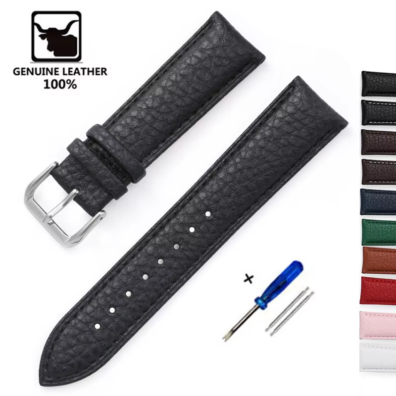 Litchi Pattern Soft Leather Watch Band Bracelet 14Mm 16Mm 18Mm 20Mm 22Mm Replace