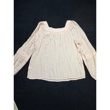 LC Lauren Conrad Square Neck Gauze Top Blouse Peach XL Long Sleeve