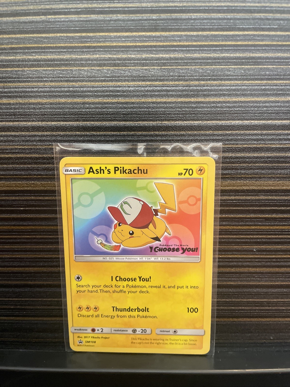 NM-Mint Ash's Pikachu - SM108 - Promo - SM Black Star Promo Pokemon SM Promos